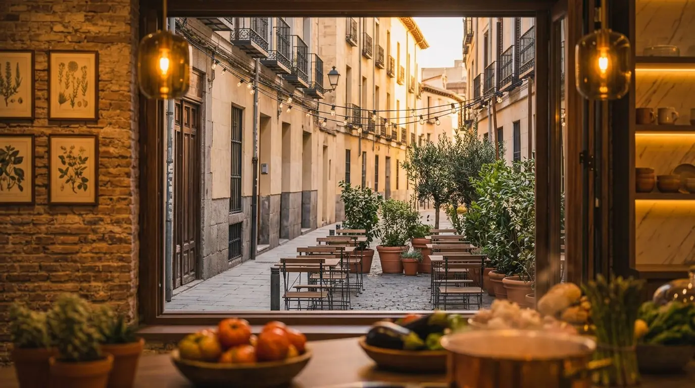 La terraza en la calle del Olmo, vista desde dentro