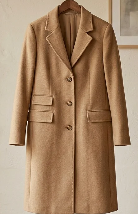 Abrigo de lana en color Camel