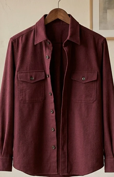 Camisa de franela en color Burdeos