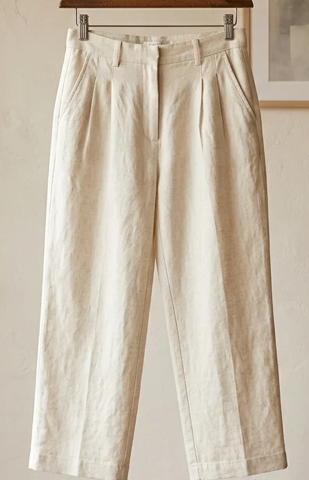 Pantalón de lino en color Crudo