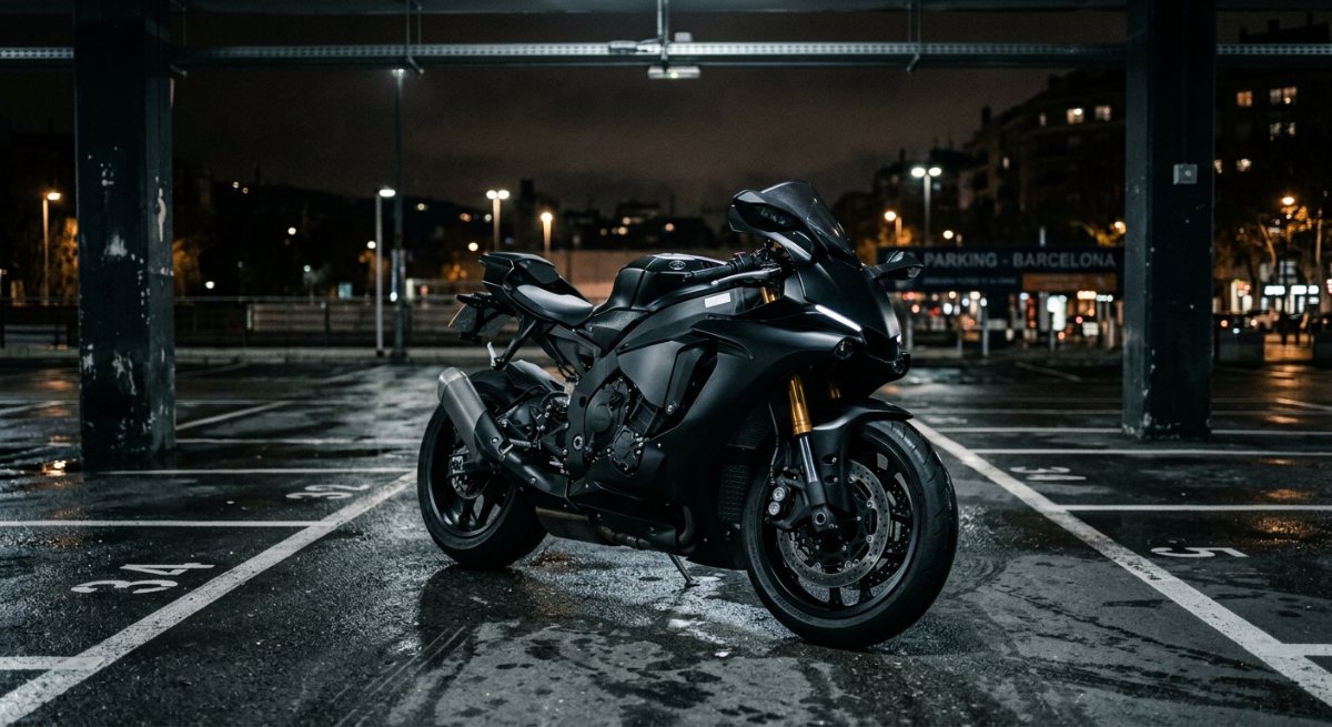 Moto superdeportiva negra
