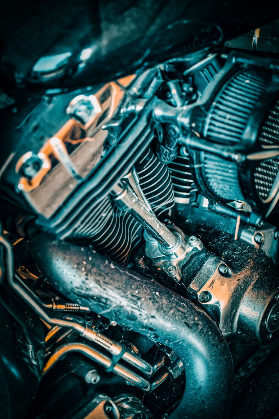 Motor de moto visto de cerca